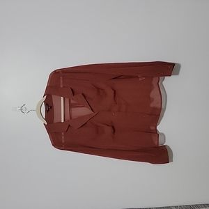 Sheer express button down cropped shirt